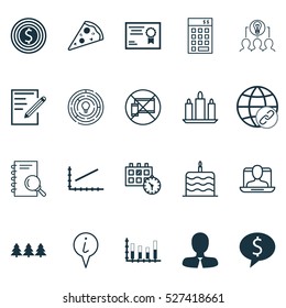 Set Of 20 Universal Editable Icons. Can Be Used For Web, Mobile And App Design. Includes Elements Such As Investment, Social Profile, Forbidden Mobile And More.