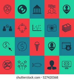 Set Of 20 Universal Editable Icons. Can Be Used For Web, Mobile And App Design. Includes Elements Such As Pin Employee, Discount Location, Forbidden Mobile And More.