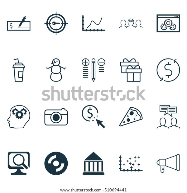 Set Of 20 Universal Editable Icons. Can\
Be Used For Web, Mobile And App Design. Includes Icons Such As\
Brain Process, Sliced Pizza, Bank Payment And\
More.