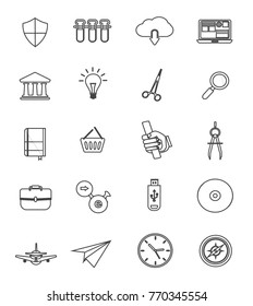 Set of 20 universal thin lines web/mobile vector icons