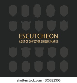 SET OF 20 VECTOR FORMS A SHIELD ON A DARK BACKGROUND