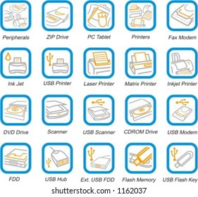 A set of 20 vector hardware and peripherals pictograms.