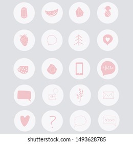 Set of 20 vector icons for highlight instagram covers for your blog, store, etc.
