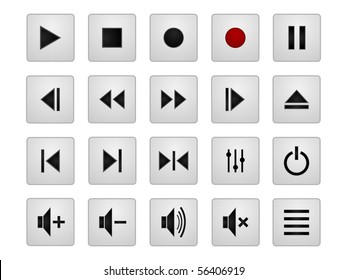 Set of 20 vector media icons