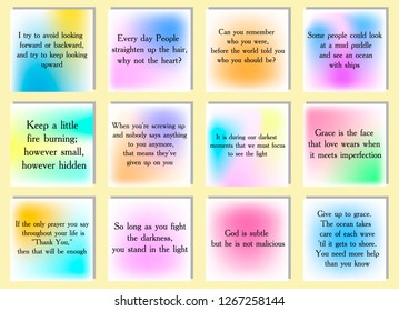 Set of 20 vector Motivation Inspiration Quotes. Ready to post in social media, brochure, magazine. 