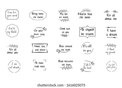 Set of 20 vector Motivation Inspiring Quotes. Ready to post in social media, brochure, magazine. 