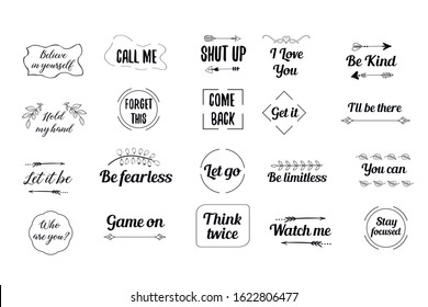 Set of 20 vector Motivation Inspiring Quotes. Ready to post in social media, brochure, magazine. 