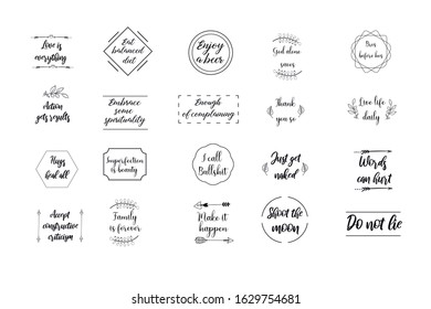 Set of 20 vector Motivation Inspiring Quotes. Ready to post in social media, brochure, magazine