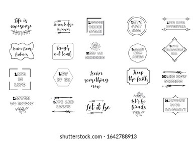 Set of 20 vector Motivation Inspiring Quotes. Ready to post in social media, brochure, magazine. 