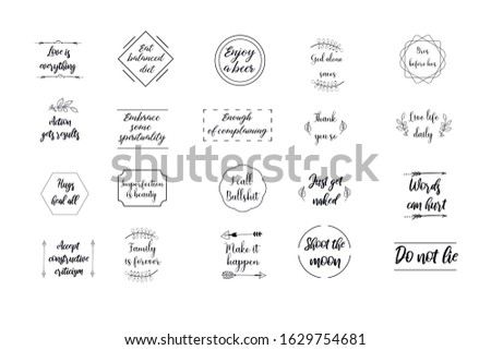 Set of 20 vector Motivation Inspiring Quotes. Ready to post in social media, brochure, magazine
