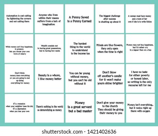 Set of 20 vector Quotes about Business Money and Success. Ready to post in social media, brochure, magazine