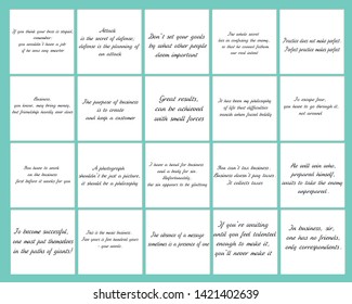 Set of 20 vector Quotes about Business Money and Success. Ready to post in social media, brochure, magazine