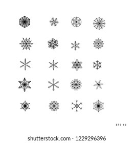 Set of 20 vector snowflakes
Beautiful drawings of snowflakes for the design of the winter holidays
Winter snowflakes for cards
