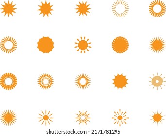 Set 20 Vector Sun Designs Isolated Stock Vector (Royalty Free ...
