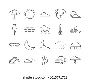 Set of 20 weather line icons