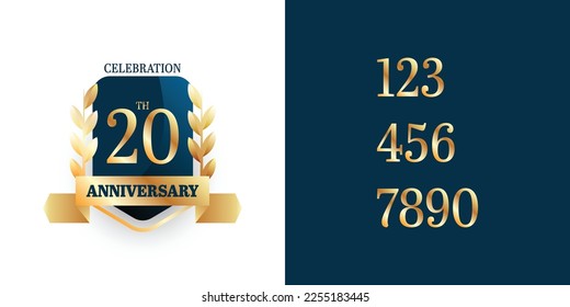 20 Jahre Jubiläum mit dem Design der Emblem-Etiketten-Illustrationsvorlagen