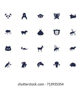 Set Of 20 Zoology Icons Set.Collection Of Butterfly, Arachnid, Mouse And Other Elements.