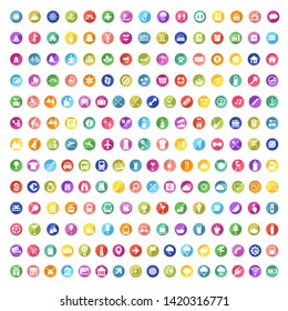 Set of 200 icons. Vector illustrations with travel, transport, hotel, rest, shopping, vacation and beach simbols.