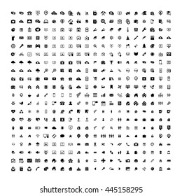 Set of 200 Universal Icons. Simple Flat Style. Business, internet, web design.