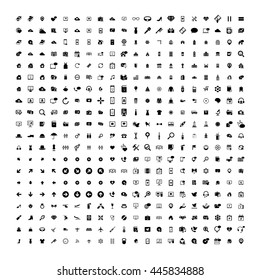Set of 200 Universal Icons. Simple Flat Style. Business, internet, web design.