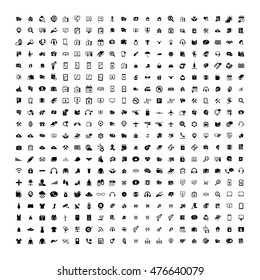 Set of 200 Universal Icons. Simple Flat Style. Business, internet, web design.