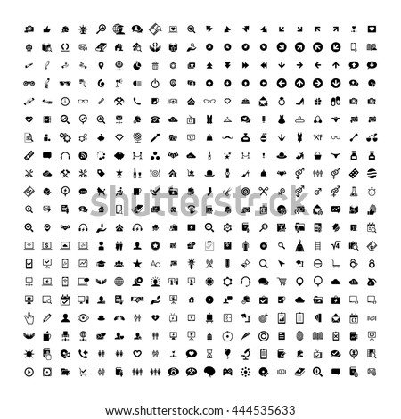 Set of 200 Universal Icons. Simple Flat Style. Business, internet, web design.