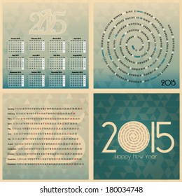 Set of 2015 european year calendar