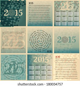 Set of 2015 european year calendar