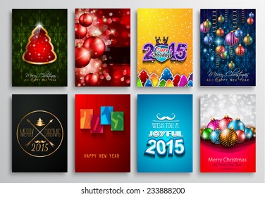 Set of 2015 New Year and Happy Christmas background for your flyers, invitation, party posters, greetings card, brochure cover or generic banners.