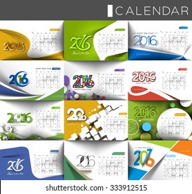 Set of 2016 calendar design.