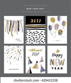 Set of 2017 New Year greeting cards