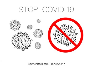 Conjunto de bacterias 2019-nCoV aisladas en fondo blanco. pocos Coronavirus en el círculo rojo vector Icono. Signo de la enfermedad por el virus de la bacteria corona COVID-19. Símbolo del concepto de pandemia de SARS. Pandemia. Salud humana.