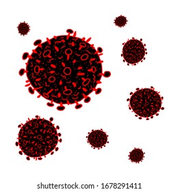 Set of 2019-nCoV bacteria on white background. Coronavirus black vector Icon. COVID-19 bacteria corona virus disease sign. SARS pandemic concept symbol. Pandemic. Human health and medical.