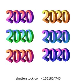 Set of 2020 Happy New Year Holiday poster .Modern cards design for invitation, postcard, greeting card, flyer, web. Vector illustration on isolated white. background. Illustration for insta stories.