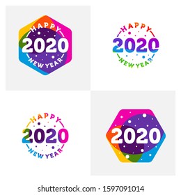 Set of 2020 New Year colorful banner, logo for your seasonal holidays flyers, greetings and invitations, christmas themed congratulations and cards.Template for brochures, business diaries.