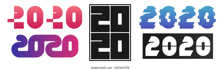 Set of 2020 vector text design on white background. Happy New Year collection. Perfect for website, poster, invitation card, banner and others. Scalable and editable colour. EPS8
