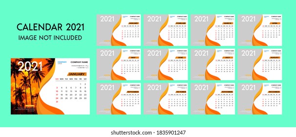 set of 2021 calendar template design