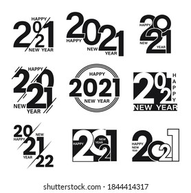 Collection 2021 Happy New Year Signs Stock Vector (Royalty Free ...