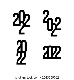 Set of 2022 black logo text design. Happy New Year 2020 label and happy holidays template card. 