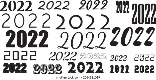 Set of 2022 happy new year signs Collection of 2022