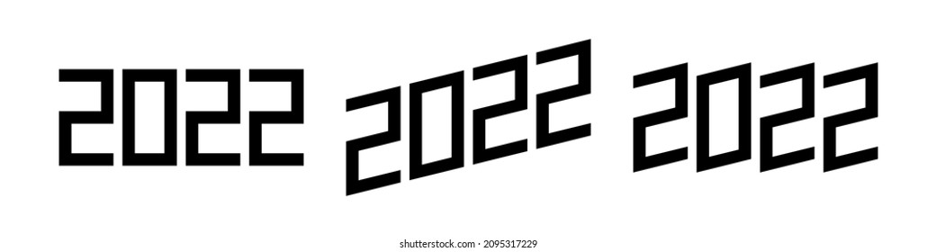 Set of 2022 logo design in isometric style. 2022 number design template. Collection of new year symbols. Vector illustration isolated on white background. EPS 10