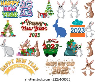 Juego de ilustración de icono de año nuevo 2023
