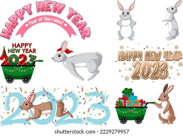 Juego de ilustración de icono de año nuevo 2023