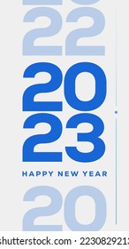 Conjunto de números de Año Nuevo 2023 con cronograma. 2023 Feliz Año Nuevo diseño de texto para ser usado en historias y posts de medios sociales. Plantilla de diseño de números. Plantilla de tarjeta de vacaciones de vísperas de saludo.  