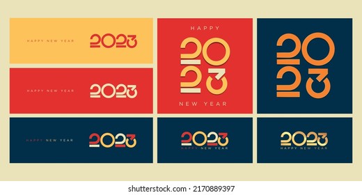 Set of 2023 new year typeface logo. Modern trendy typography number of 2023 for new year logo, calendar, greeting card and media post template