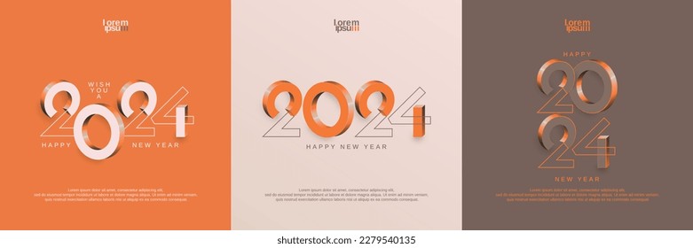 Set of 2024 new year square banner template design concept
