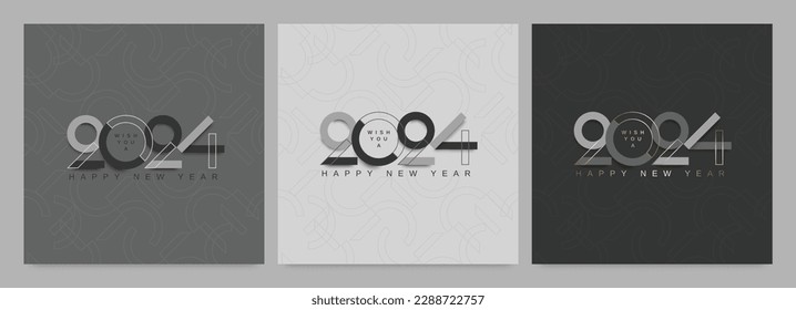 Conjunto de plantillas de banner cuadrado de año nuevo 2024 con fondo abstracto