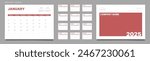 Set of 2025 Calendar Planner Template Pages Monthly, Cover with Place for Photo and Company Logo. Vector layout of a wall or desk calendar with week start Monday for printing. Page size A4-21x29.7cm