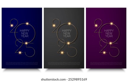 Conjunto de número de oro 2025 para el diseño de la celebración del feliz año Nuevo. Bueno para el Anuncio, el cartel, o la tarjeta de felicitación. Ilustración vectorial.