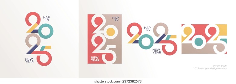 Set of 2025 new year design concept for calendar, poster, flyer and social media post template. 2025 new year celebration